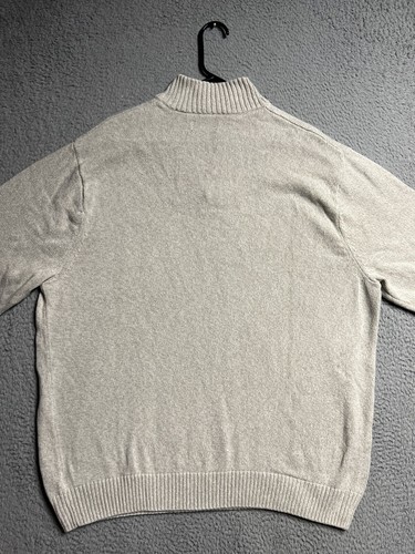 Chaps Sweater Mens XXL TTG Beige 1/4 Button Pullover Long Sleeve Elbow Patches - Picture 11 of 14