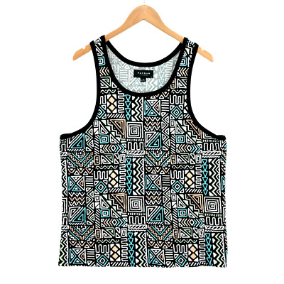 PacSun Men's Y2K Aztec Cotton Sleeveless Wide Strap Pullover Tank Top Small