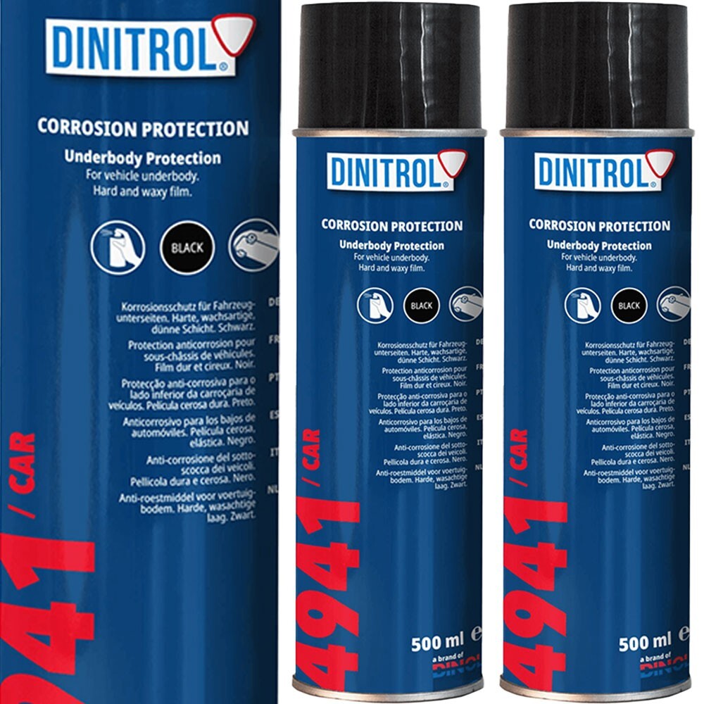 2x Black Chassis Wax Aerosol Under Body Rust Proofing Dinitrol 4941 SPRAY Cans