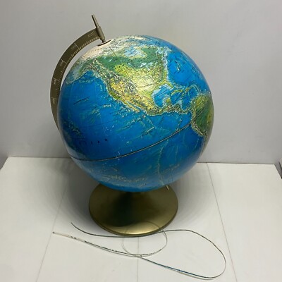 Vintage Rand McNally World Globe - Soviet Union Era, Metal Base