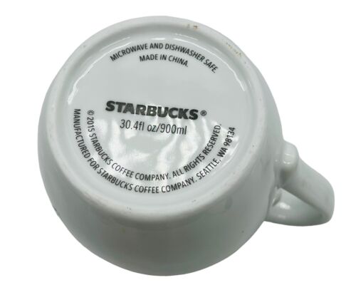 Starbucks White Gold Scroll 2015 Ceramic Coffee Tea Pot 30 oz 900ml - Picture 7 of 8