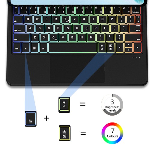 for Samsung Galaxy Tab Tab S9 FE / S9/S8/S7 11" Keyboard Case, Magnetic Backlit - Picture 18 of 32