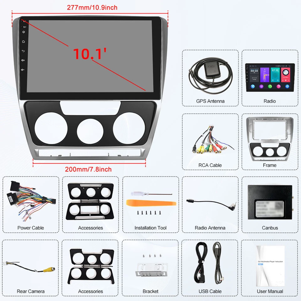Für Skoda Octavia 2 2007-2013 10.1" Android 15 Autoradio GPS Navi WIFI FM BT RDS - Bild 2 von 4