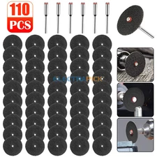 110x Fiberglass Metal Cut Off Wheel Rotary Disc w/ 3Pcs 1/8" Mandrel f or Dremel