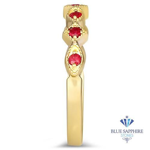 Anillo apilable marquesa alternativo rubí natural de 0,20 quilates en oro amarillo 14 K - Imagen 2 de 3