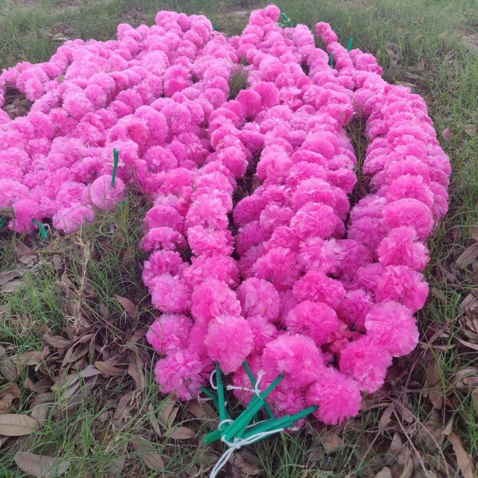Guirnalda de flores artificiales color rosa caléndula india decoración boda fiesta vid Foto 4 de 4