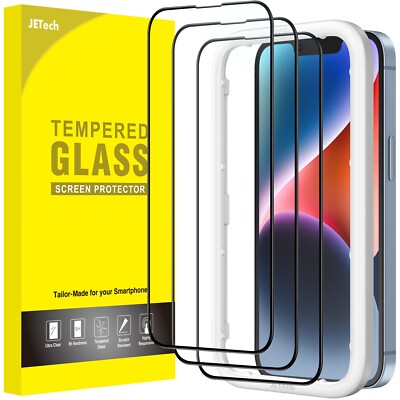 Full Coverage Screen Protector for iPhone 14 Plus 6.7-Inch, Black Edge, 3-Pack