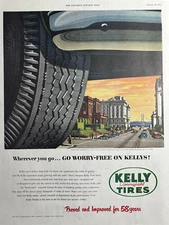 1952 Kelly Springfield Tires San Francisco Nob hill Worry Free VTG Print Ad
