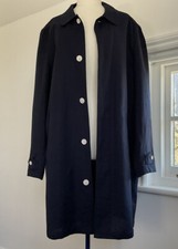 Club Monaco Navy Linen & Cotton Blend Lightweight Coat Uk L