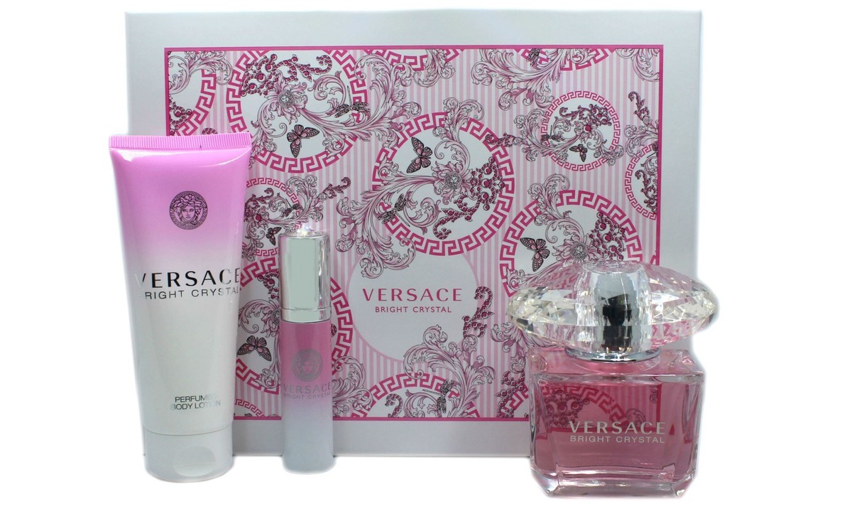 VERSACE BRIGHT CRYSTAL 3 PIECE GIFT SET EAU DE TOILETTE SPRAY 90ML