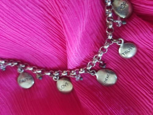 Sterling silver 925 FIVE CHARM Link Chain Bracelet Hope Faith Love Truth Mji - Picture 5 of 18