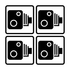 4 x Car CCTV Camera Icon Car Van Taxi Window Bumper Sticker Decal Dash Cam