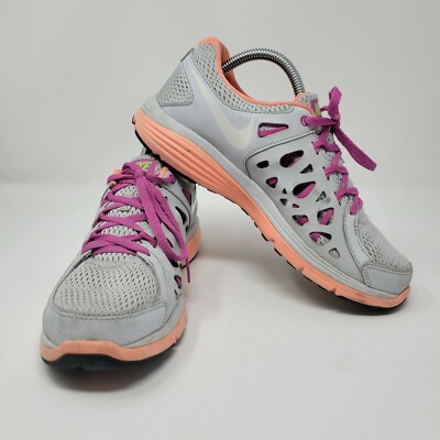Nike Women's Size 9 Dual Fusion Run 2 Gray Pink Orange Running Shoes Sneakers