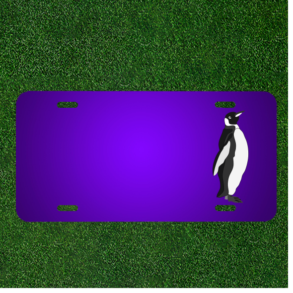 Create Your Custom Personalized License Plate with Names on a Cute Penguin Bird Animal Stand for a Unique Gift Idea