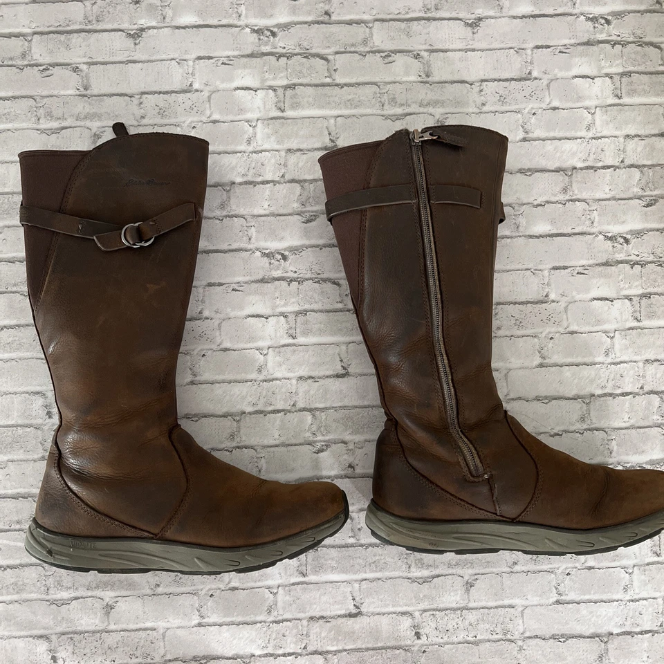 Botas Eddie Bauer Lodge para mujer talla 37,5 marrón cuero coñac media pantorrilla cremallera Foto 3 de 4