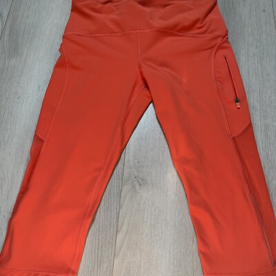 Lululemon Athletica Coral Orange Capris Leggings Side Zipper