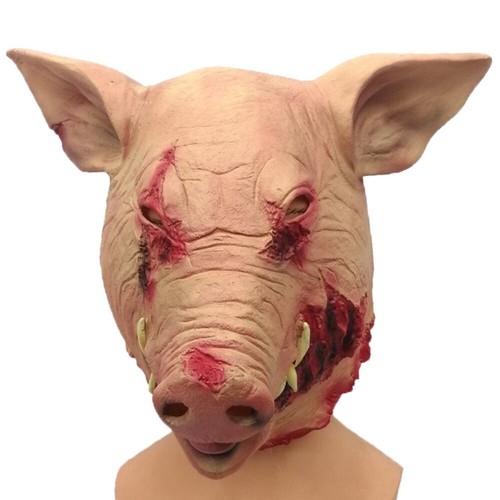Scary Saw Pig Head Mask Cosplay Party Horrible Bloody Masks Clown Pig Latex Mask - Picture 12 of 21