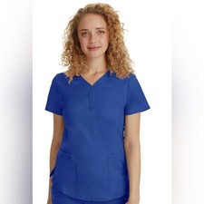 Purple Label by Healing Hands Blue Jane Y-neck Scrubs top. NWT. Small