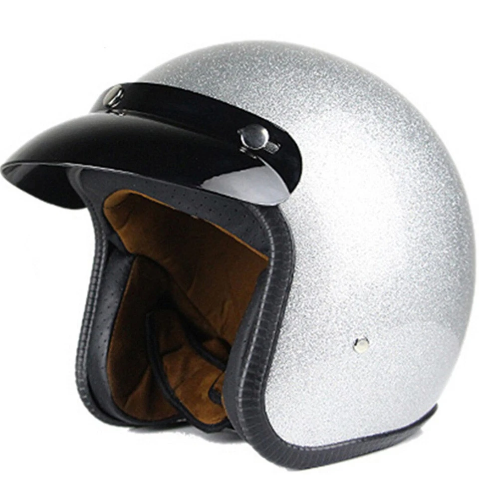 Casco de motocicleta DOT vintage cara abierta 3/4 casco scooter calle S/M/L/XL/XXL Foto 2 de 4