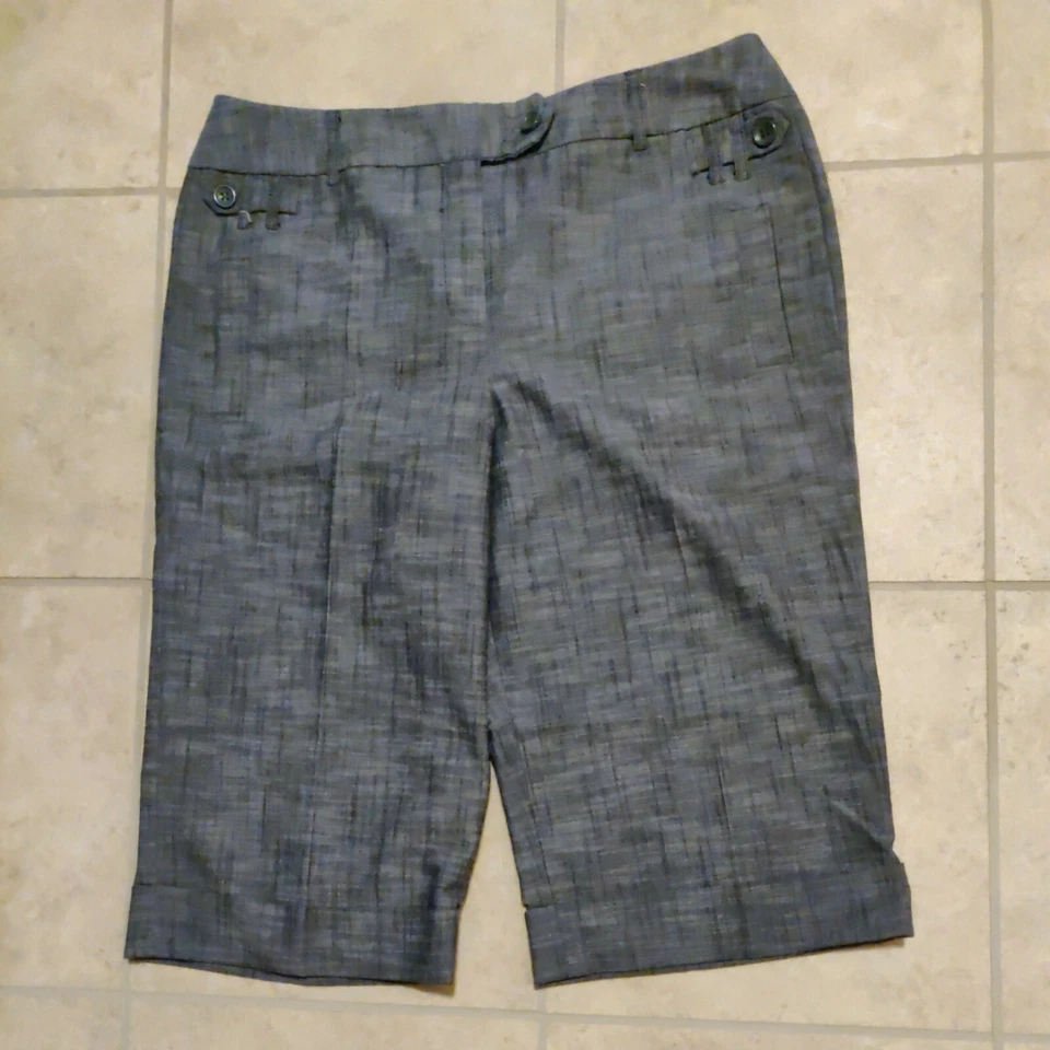 Larry Levine Stretch Mujer Talla 12 Capris Gris Alto Tiro Cremallera Puños Parte Inferior Foto 2 de 4