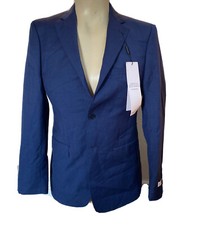 Calvin Klein Mens Stretch Slim Fit   Wool Blazer Blue Jacket Sport Coat 38S 450