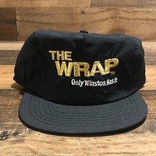 Vintage Winston Hat Snapback Cap Mens Black The Wrap 90s Racing Nylon - READ