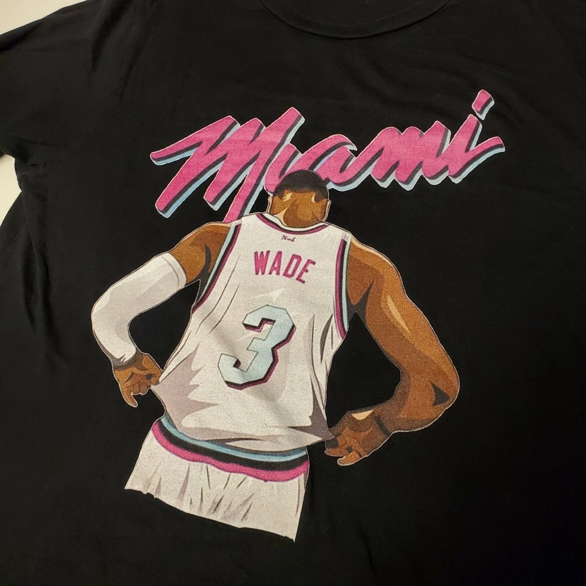 Dwayne Wade Miami Heat Mens Long Sleeve T Shirt Black Pink