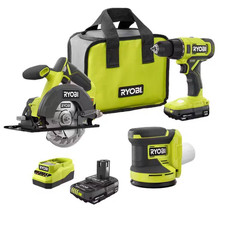 ONE+ 18V 3 Tool Combo Kit with 1/2" Drill/Driver, 5 1/2" Circular Saw, 5" Random