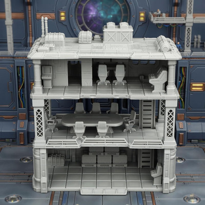 Sci-Fi Terrain RPG Buildings Tabletop Game Map Props Command Center AF1185 | Unp