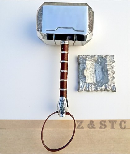 Martillo Thor Mjolnir plateado - réplica de metal a escala 1/1 | utilería de cosplay MCU Avengers - Imagen 3 de 16