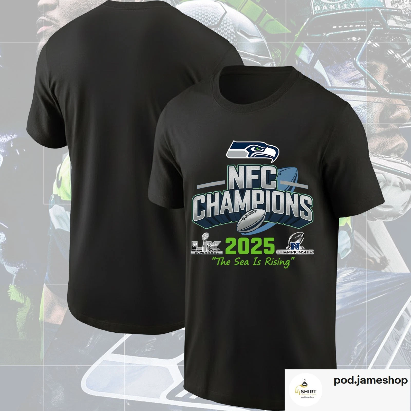Seattle Seahawks 2025 NFC Champions T-Shirt, The Sea Is Rising Super Bowl LX Tee