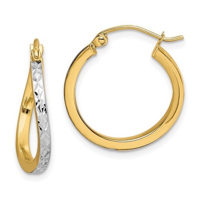 Creolen 20 mm 10 Karat Gelbgold mit Rhodinierung glänzend geschliffen strukturiert & gewellt