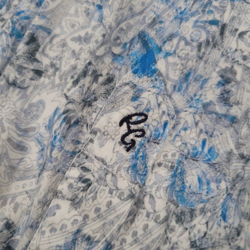 Camisa Robert Graham Hombres 2XL Azul Cachemira Floral Clásica Puño Abatible Vestido de Diseñador - Imagen 6 de 10