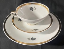 Händel Bavaria Sammeltasse Schwarz Gold Rose 3-tlg Porzellan Vintage