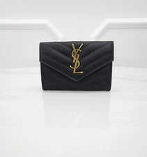 Saint Laurent Monogram Envelope Gold-plated Wallet 114579308