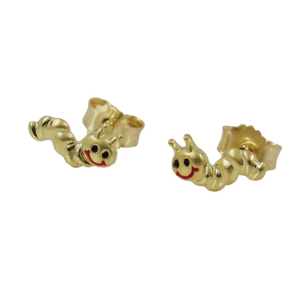 Ohrstecker Ohrring 4X8Mm Wurm Matt-GläNzend Farbig 9Kt Go*D | Gallay-image