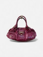 Y2K Vintage Juicy Couture Maroon Leather Satchel Hobo Handbag with Hardware $295