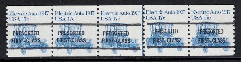 SCOTT#1906a, 17c ELECTRIC CAR PLATE#6, TYPE "B/A" LINE GAP. NH.