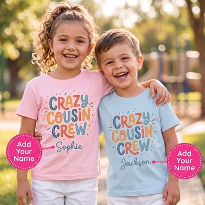 Personalisiertes Crazy Cousin Crew Kinder T-Shirt