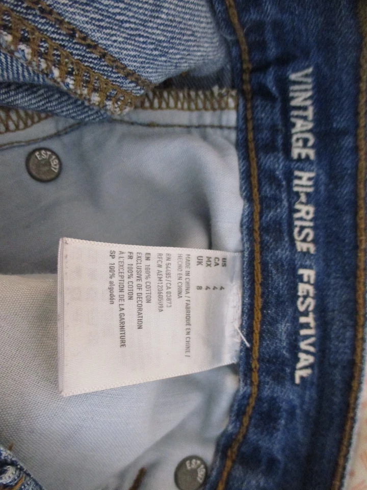 Pantalones cortos de jean American Eagle para mujer talla 4 azul elástico desgastado Foto 4 de 4