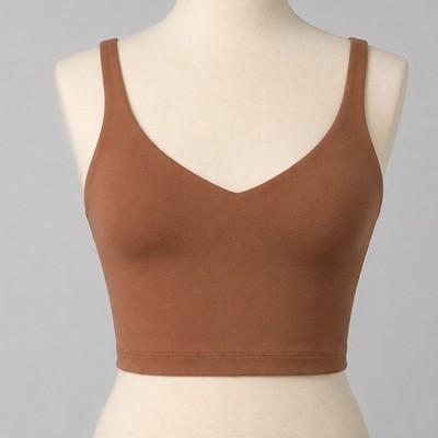Lululemon Align Tank Top Brown Terracotta Nulu Yoga Crop Built-in Bra Womens 6