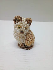 Vintage Sea Shell Folk Art Cat Kitten Figurine Beach House Ocean Decor Coastal 