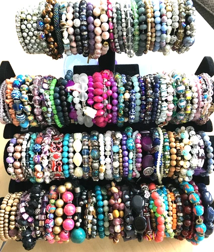 140+ HUGE Vintage Costume to Fashion Jewelry lot Bracelet Bangle Bead Stretch