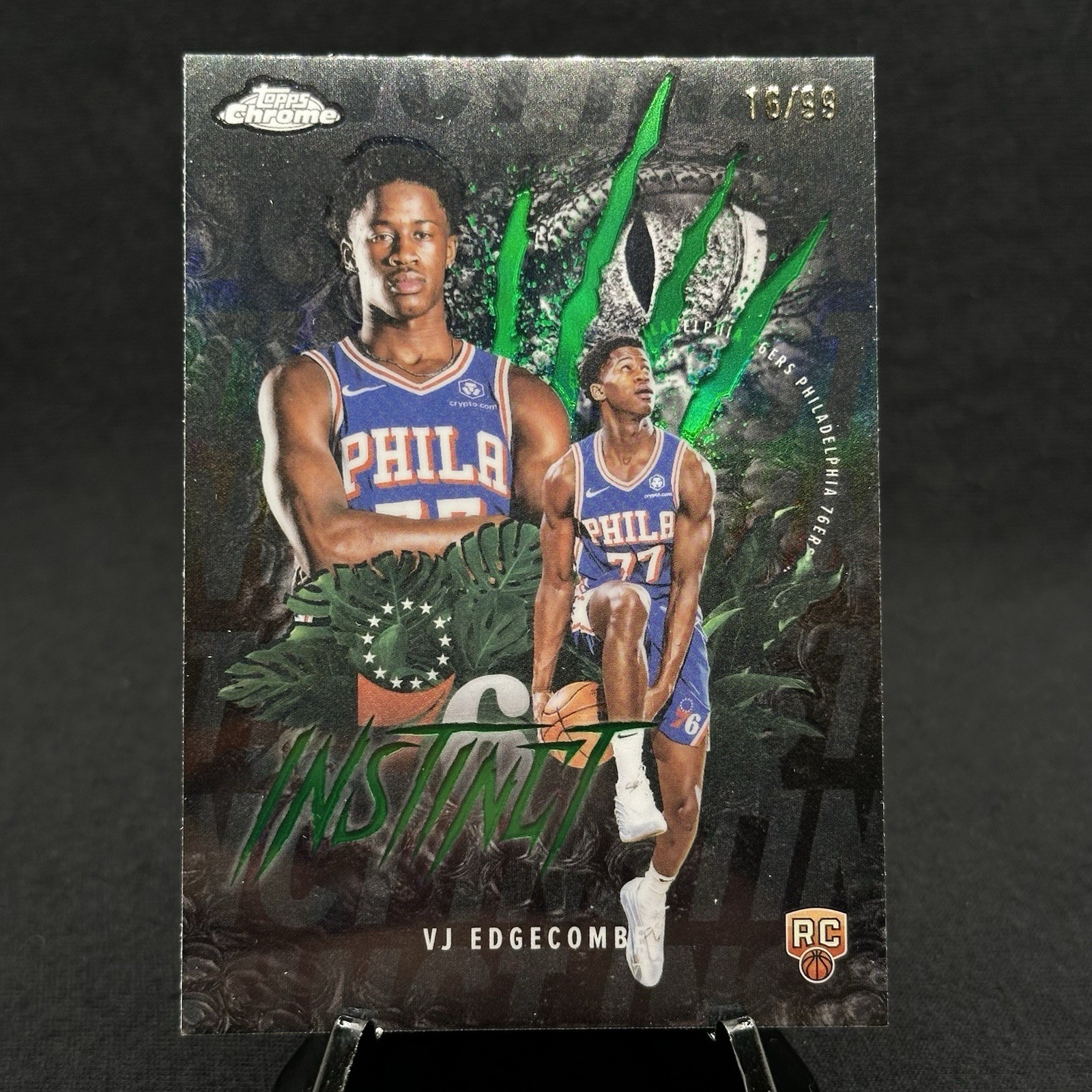 2025/26 Topps Chrome NBA VJ Edgecombe RC Instinct Green Refractor /99 76ERS #13