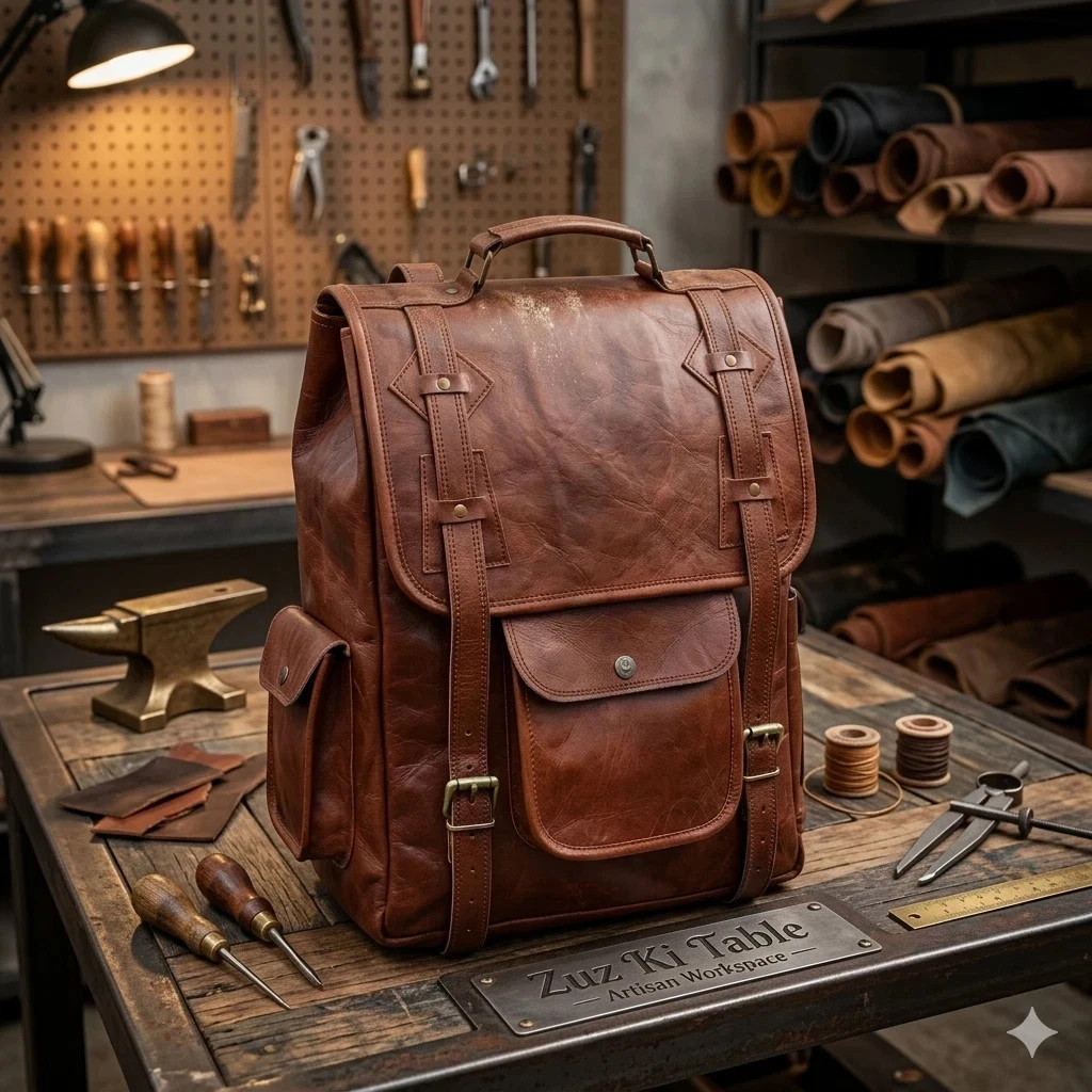 Vintage Genuine Goat Leather Backpack Rucksack Travel Bag Unisex Plw