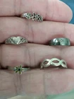Vintage Sterling Lot Of 5 Sterling Silver Open Band Toe Rings