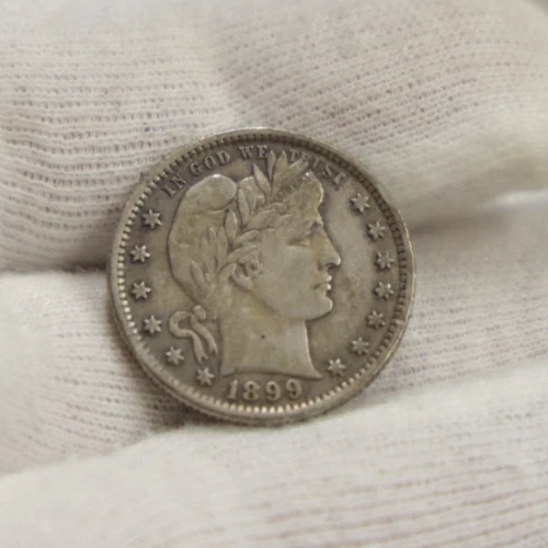 1899 US Barber Silver Quarter 25c VF (Cleaned)