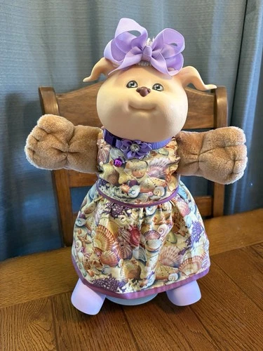 1980s Cabbage Patch Kid Koosas Puppy Dog Brown Seashells Beach Dress Koosa