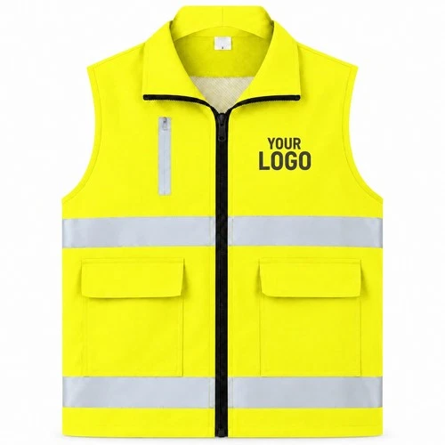 Custom High Visibility Safety Vests Personalized PRINTED Zipper Work Vests - product listing photo