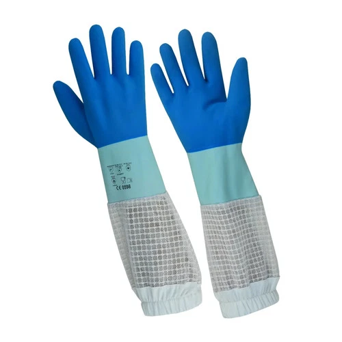 Blue Rubber Beekeeping Gloves 3 Layer Mesh Ventilated Protective Gloves